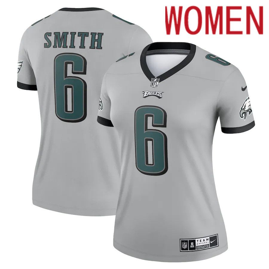 Women Philadelphia Eagles #6 DeVonta Smith Nike Silver Inverted Legend NFL Jersey